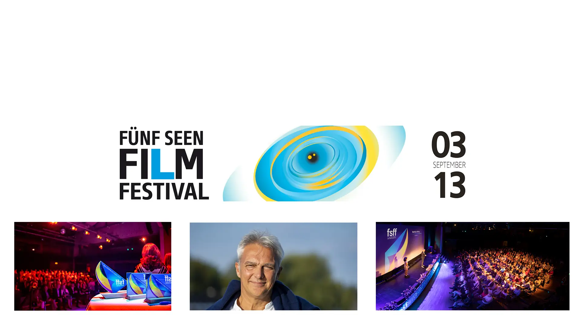 20. Fünf Seen Filmfestival 2026 – Festivalleiter Matthias Helwig, Preisverleihung in der Schlossberghalle Starnberg und Festivalpublikum.